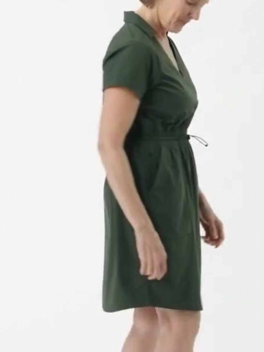 REI Co-Op Trailmade Quick-Dry Short Sleeve Dark Green Dress Pockets size medium
